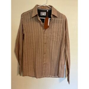 NWT Sovereign Code Kids Boys 14-16 Long Sleeve Button Up Shirt Tan Plaid